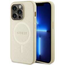 Husa de protectie pentru iPhone 15 Pro Max, bej, Saffiano MagSafe, Guess