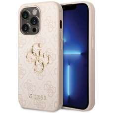 Husa de protectie pentru iPhone 15 Pro Max, roz, PU 4G Metal Logo, Guess