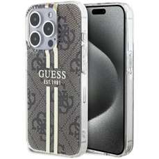 Husa de protectie pentru iPhone 15 Pro, maro, 4G Gold Stripe, Guess