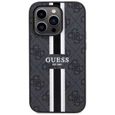 Husa de protectie pentru iPhone 15 Pro, negru, 4G Printed Stripes MagSafe, Guess