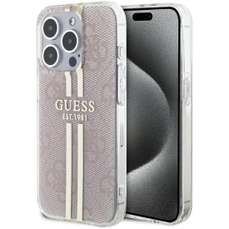Husa de protectie pentru iPhone 15 Pro, roz, 4G Gold Stripe, Guess