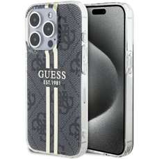 Husa de protectie pentru iPhone 15 Pro, negru, 4G Gold Stripe, Guess