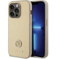 Husa de protectie pentru iPhone 15 Pro, auriu, 4G Strass Metal Logo, Guess