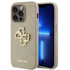 Husa de protectie pentru iPhone 15 Pro, auriu, Perforated 4G Glitter Metal Logo, Guess