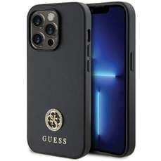 Husa de protectie pentru iPhone 15 Pro, negru, 4G Strass Metal Logo, Guess