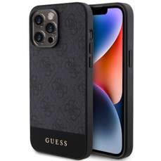 Husa de protectie pentru iPhone 15 Pro, negru, 4G Stripe Logo MagSafe, Guess