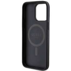 Husa de protectie pentru iPhone 15 Pro, negru, PU Leather 4G Colored Ring MagSafe, Guess