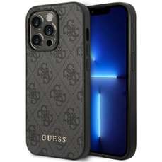 Husa de protectie pentru iPhone 15 Pro, gri, 4G Metal Gold Logo, Guess
