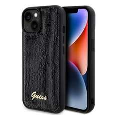 Husa de protectie pentru iPhone 15 Plus, negru, Sequin Script Logo, Guess