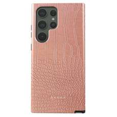 Husa de protectie pentru Samsung Galaxy S23 Ultra, Dual Layer Pink Croco, Burga