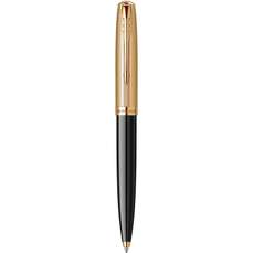 Pix retractabil metalic, corp negru/auriu, varf 0,7mm, 51 Royal DeLuxe Black GT Parker 2123513