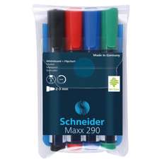 Whiteboard marker 4 buc/set (albastru, negru, rosu, verde), varf 3,0 mm, Maxx 290 Schneider