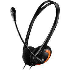 Casti on-ear cu microfon, negru/orange, cu fir, 1.8m, HS-01 Canyon