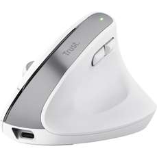 Mouse optic, 6 butoane si 1 scroll, alb, ergonomic vertical, 25399, Bayo+ Trust