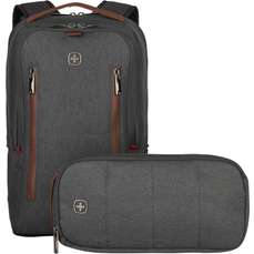 Rucsac laptop 16 inch, cu geanta cross-body, gri, City Upgrade Wenger