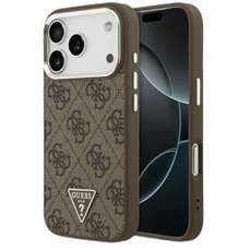 Husa de protectie pentru iPhone 17 Pro, maro, 4G Triangle Logo MagSafe, Guess, GUHMP17LP4TSRCMW