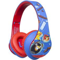 Casti pentru copii on-ear cu microfon, fara fir, P2 Angry Birds Blue / Red, PowerLocus
