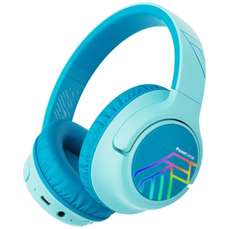 Casti pentru copii on-ear cu microfon, fara fir, Bobo Kids, Blue, PowerLocus