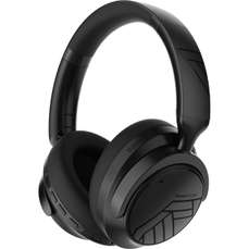 Casti on-ear cu microfon incorporat, fara fir, MoonFly Hybrid ANC Black, PowerLocus