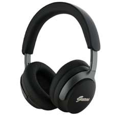 Casti on-ear cu microfon incorporat, fara fir, negru, Metal Script Logo, Guess