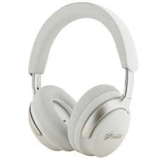 Casti on-ear cu microfon incorporat, fara fir, bej, Metal Script Logo, Guess