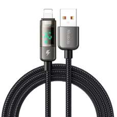 Cablu de date USB la Lightning Display Auto Power Off, Fast Charging, 1,2m, negru, Mcdodo