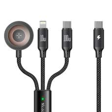 Cablu de date USB-C / Lightning/Incarcator Wireless compatibil cu Apple Watch, 1,2m, negru, 100W Fast Charging, Mcdodo