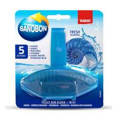 Odorizant solid cu suport pentru toaleta, 55g, Blue 5 in 1 Sano Bon