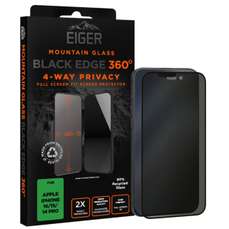 Folie sticla privacy Mountain Black Edge 360 GRS iPhone 16 / 15 / 14 Pro, Eiger