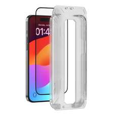 Folie sticla cu kit montare Van Series Full Screen Ultra-Thin iPhone 15, transparent, Devia