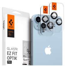 Folie sticla camera Glass EZ Fit Optik Pro iPhone 15/15 Plus/14/14 Plus, Black, 2 buc/set, Spigen