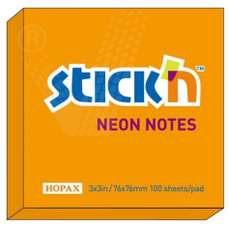 Notes autoadeziv 76mm x 76mm, 100 file/buc, portocaliu neon, Stick'n