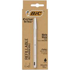 Pix cu capac + 2 rezerve, negru, corp metal argintiu, BC997201, Bic