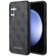 Husa de protectie pentru Samsung Galaxy S24, gri, 4G Metal Gold Logo, Guess