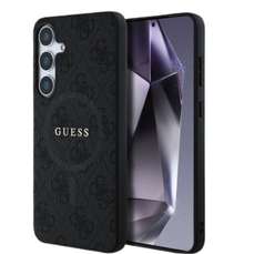 Husa de protectie pentru Samsung Galaxy S25, negru, PU Leather 4G Colored Ring MagSafe, Guess