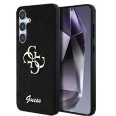 Husa de protectie pentru Samsung Galaxy S25, negru, Fixed Glitter 4G Metal Logo Guess