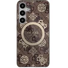 Husa de protectie pentru Samsung Galaxy S25, maro, 4G Gold Electroplated Peony Pattern, Guess