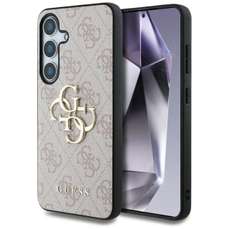 Husa de protectie pentru Samsung Galaxy S25, roz, PU 4G Metal Logo, Guess