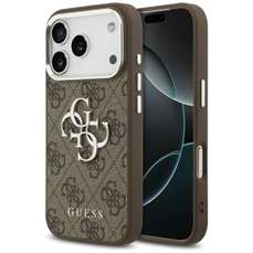 Husa de protectie pentru iPhone 17 Pro, maro, 4G Classic Logo Guess