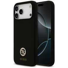Husa de protectie pentru iPhone 17 Pro Max, negru, Silicone Logo Strass 4G MagSafe Guess