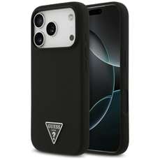 Husa de protectie pentru iPhone 17 Pro, negru, Silicon Triangle Logo MagSafe Guess