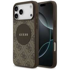 Husa de protectie pentru iPhone 17 Pro Max, maro, 4G Circle Classic Logo MagSafe Guess