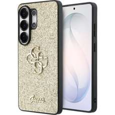 Husa de protectie pentru Samsung Galaxy S26 Ultra, auriu, Fixed Glitter 4G Metal Logo Guess