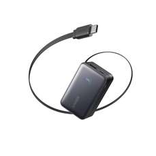 Baterie externa, 10000mAh, 45W, cu cablu USB-C InstaCord retractabil, negru, Nano Anker