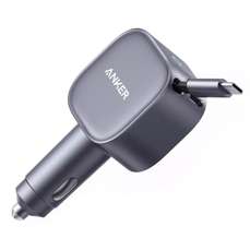 Incarcator auto, 75W, cablu USB-C retractabil, negru, Nano Anker
