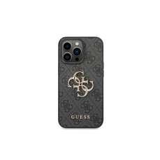 Husa de protectie pentru iPhone 14 Pro Max, Leather 4G Metal Logo Grey, Guess