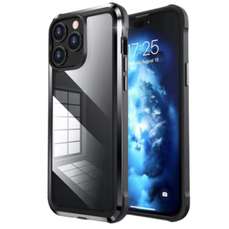 Husa de protectie pentru iPhone 14 Pro Max, negru, Xtrans Metal Shield X1, Lemontti