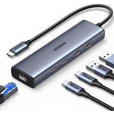 Hub USB-C cu 4K HDMI, 2x USB-A, USB-C, la 60Hz Ethernet, gri, 5 in 1 Ugreen