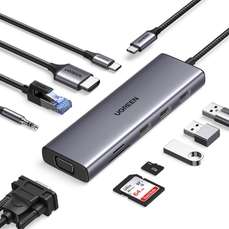 Hub USB-C la 4K HDMI & VGA, gri, Ugreen