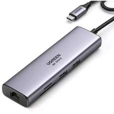 Hub USB-C la 2x USB-A, 4K@30Hz HDMI, RJ45, SD/TF, USB-C, gri, 7 in 1 Ugreen